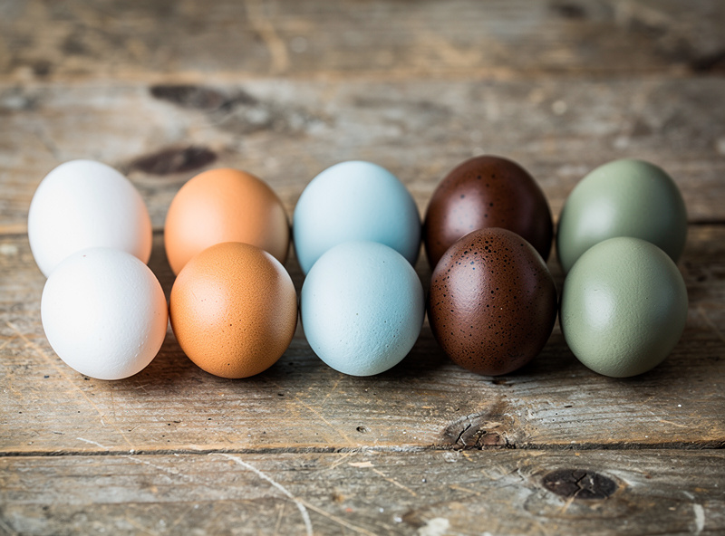 Variety of egg colors from different breeds