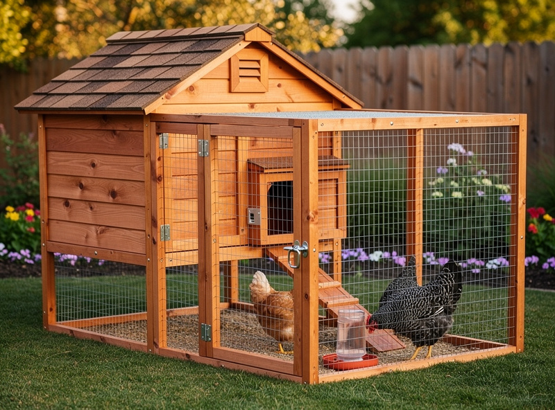 Premium chicken coop and run combo with cedar wood and hardware cloth