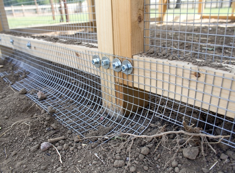Hardware cloth predator apron buried around chicken run perimeter