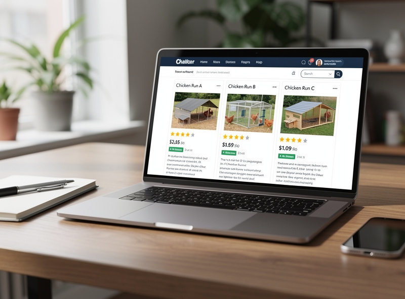 Multiple chicken run options for sale displayed in product comparison