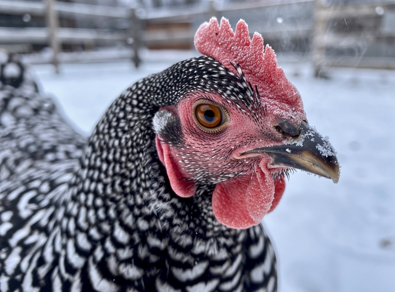 Silver-laced Wyandotte with rose comb