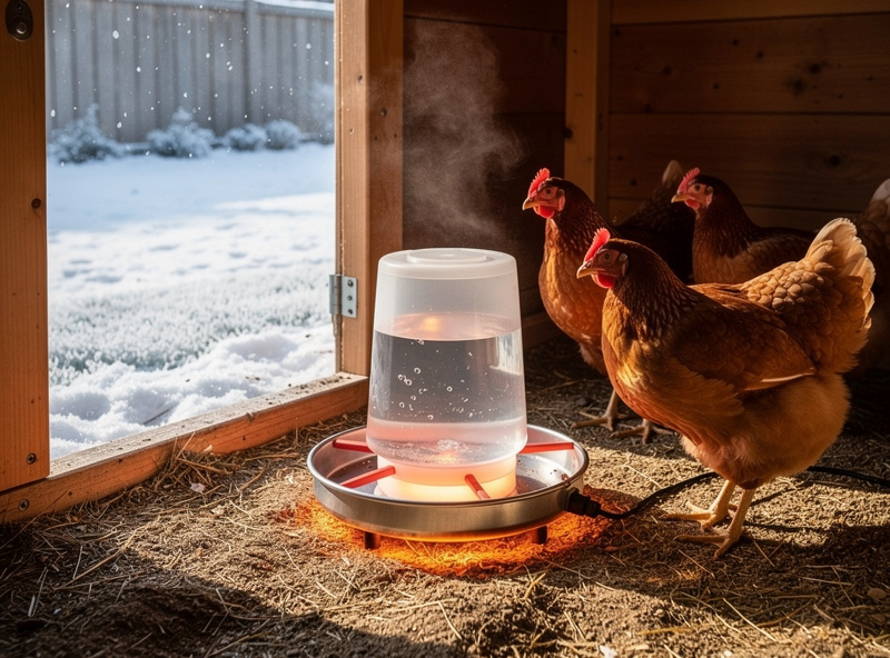 Heated chicken waterer base
