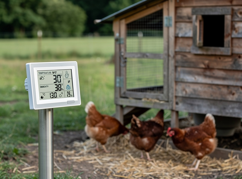 Temperature and humidity sensor for chicken coop environmental monitoring