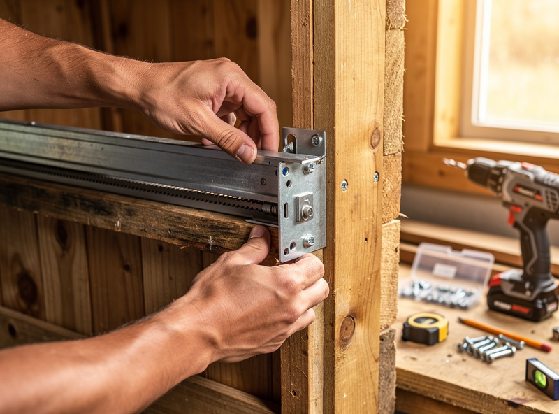 Installing a rack-and-pinion automatic coop door on wooden coop