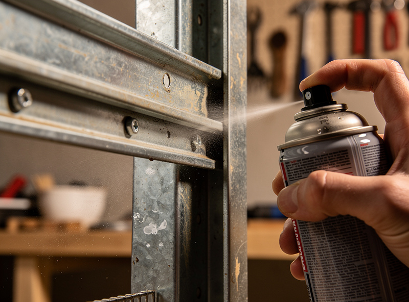 Lubricating automatic coop door tracks with silicone spray