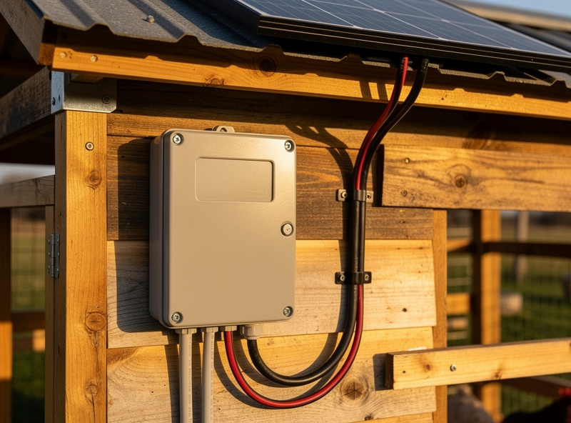 Complete off-grid solar setup with battery and weatherproof distribution box