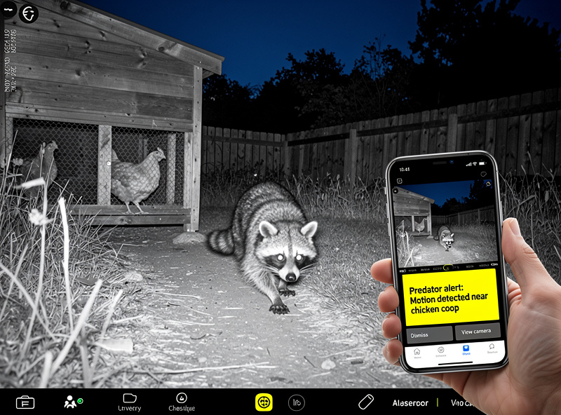 Predator detected by motion-activated camera near chicken coop at night