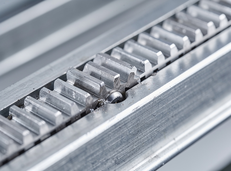 Rack-and-pinion automatic coop door mechanism close-up
