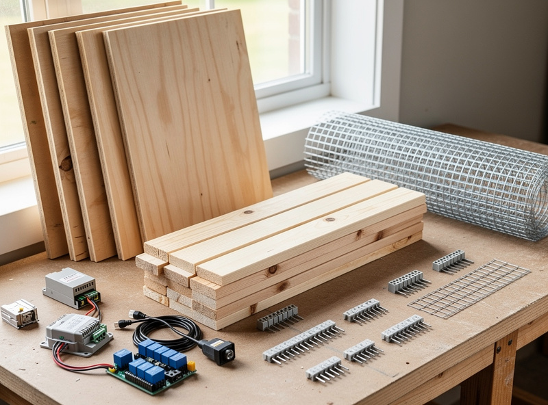 Smart chicken coop with cost breakdown materials and automation components