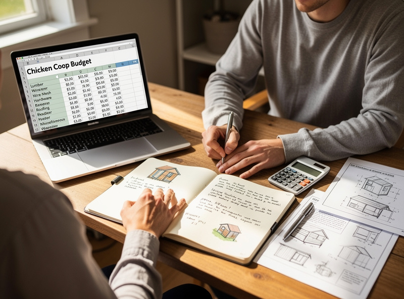 Cost comparison spreadsheet showing smart coop build and operating expenses
