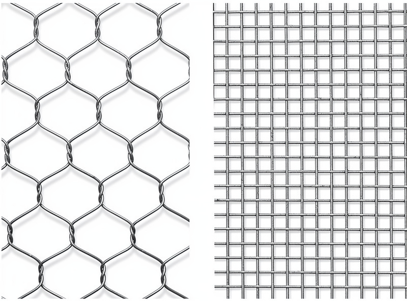 Comparison of chicken wire and hardware cloth showing predator-proof mesh difference