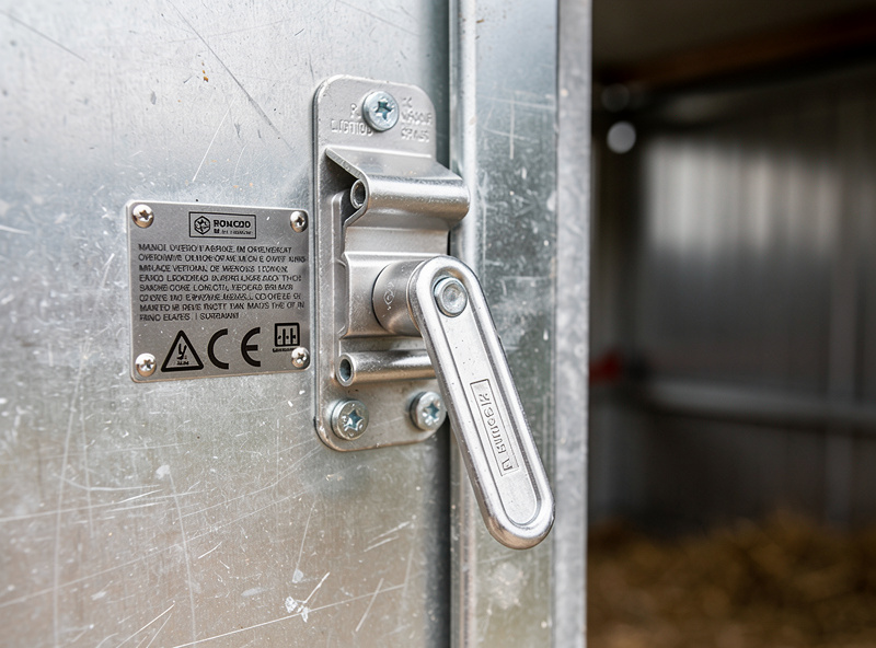 Manual override lever on automatic chicken coop door for emergency use