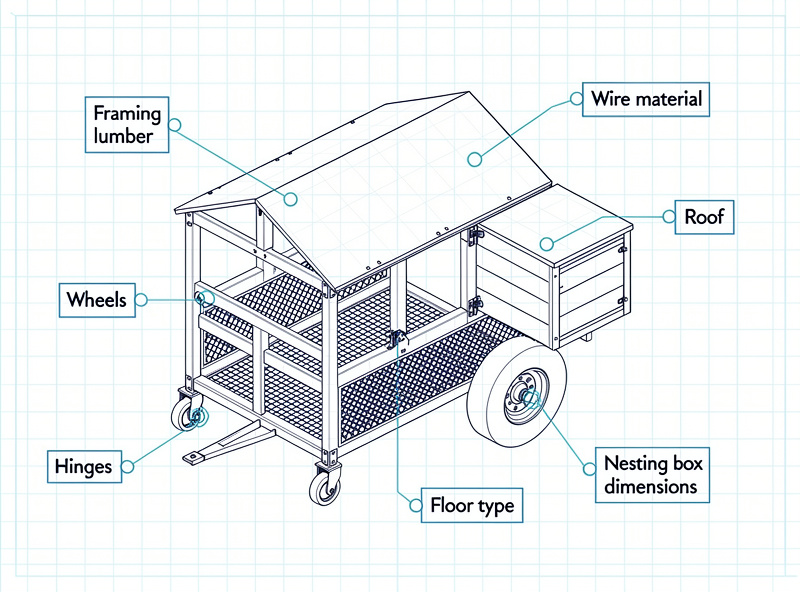 Quality inspection checklist for buying a chicken tractor showing seven verification points