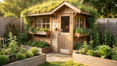 Disguising a chicken coop in the backyard