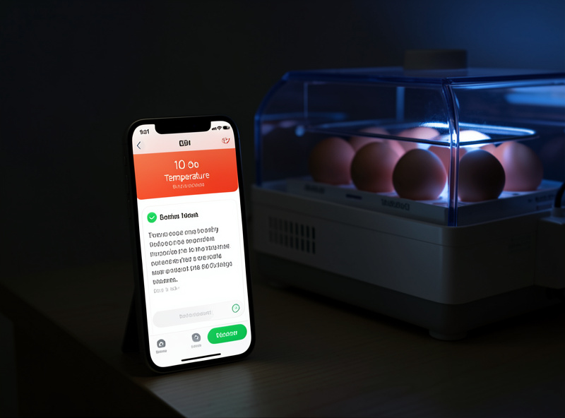 A smartphone showing an incubator temperature alert next to the running incubator