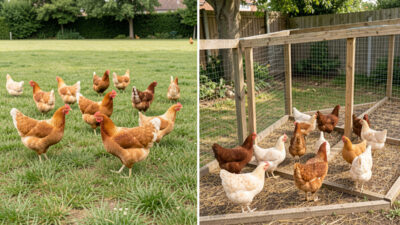 Free-ranging hens on grass compared with hens in a secure enriched run