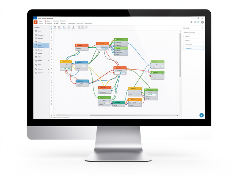 Screen showing a Node-RED visual automation flow with connected nodes next to a Home Assistant automation editor